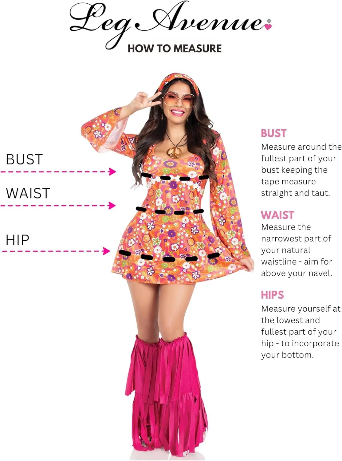 Leg Avenue womens 6 Pc Hippie ChickHalloween Costume
