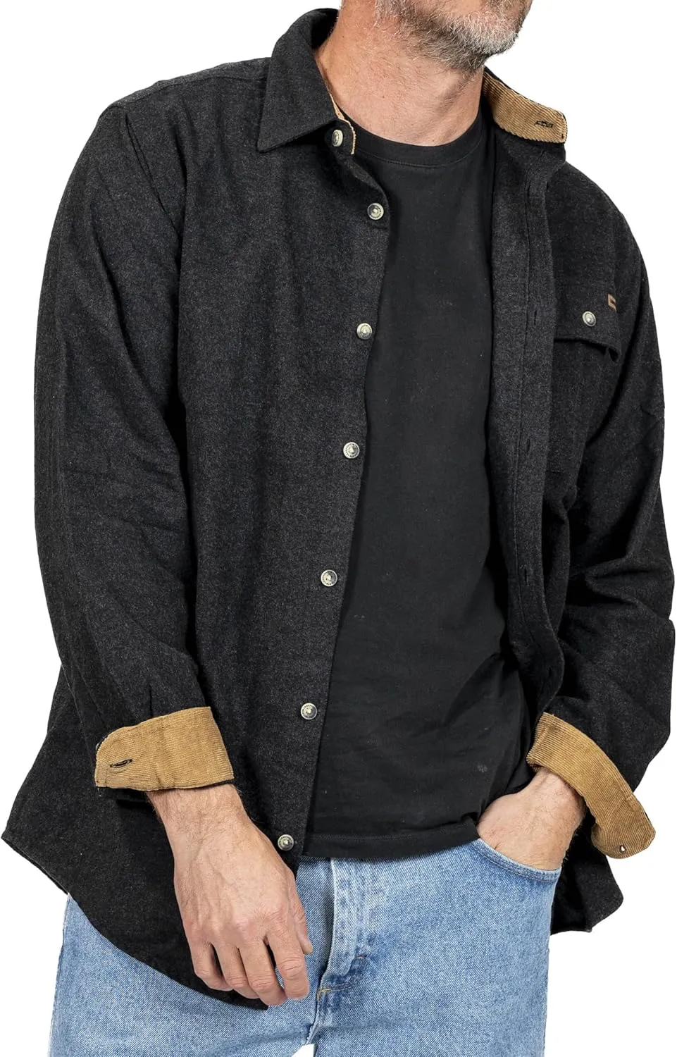 Legendary Whitetails Men's Buck Camp Flannel, Long Sleeve Plaid Button Down Casual Shirt, Corduroy Cuffs