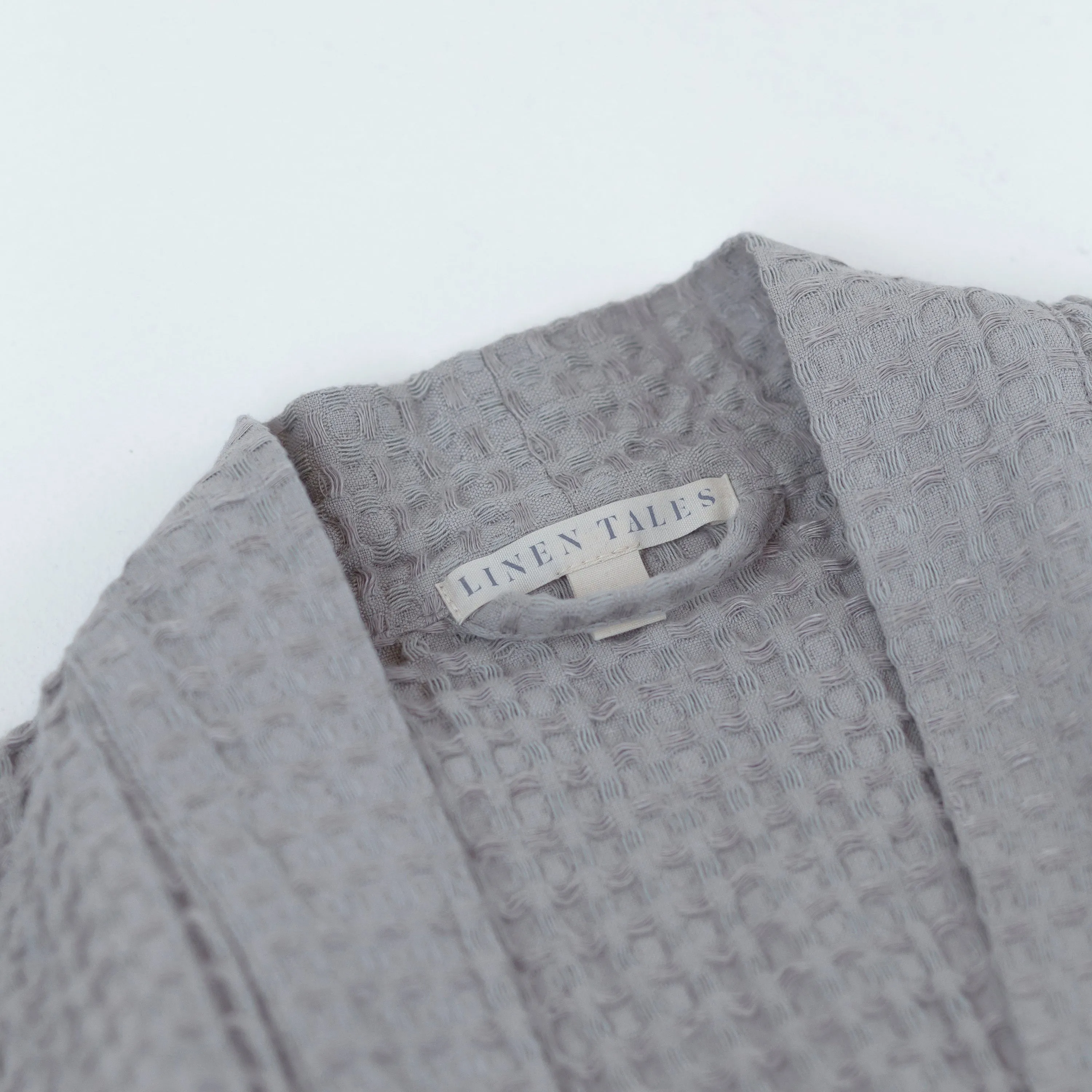Light Grey Linen & Cotton Waffle Bathrobe