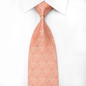 Louis Quatorze Mens Crystal Silk Tie Pink Medallions On Pink With Silver Sparkles