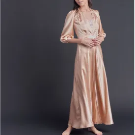 Maia Long Duster in Vintage Blush Silk Charmeuse