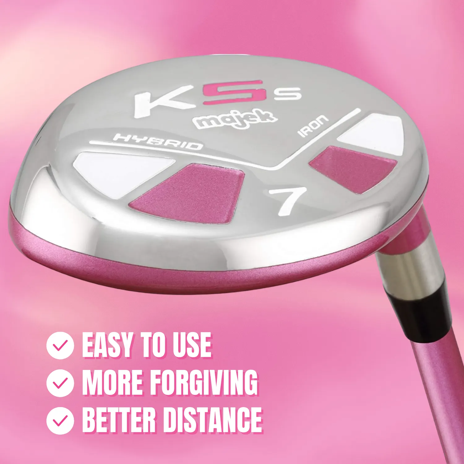 Majek Pink Senior Women's Golf All True Hybrid Set 4-SW All Lady Flex Utility Clubs