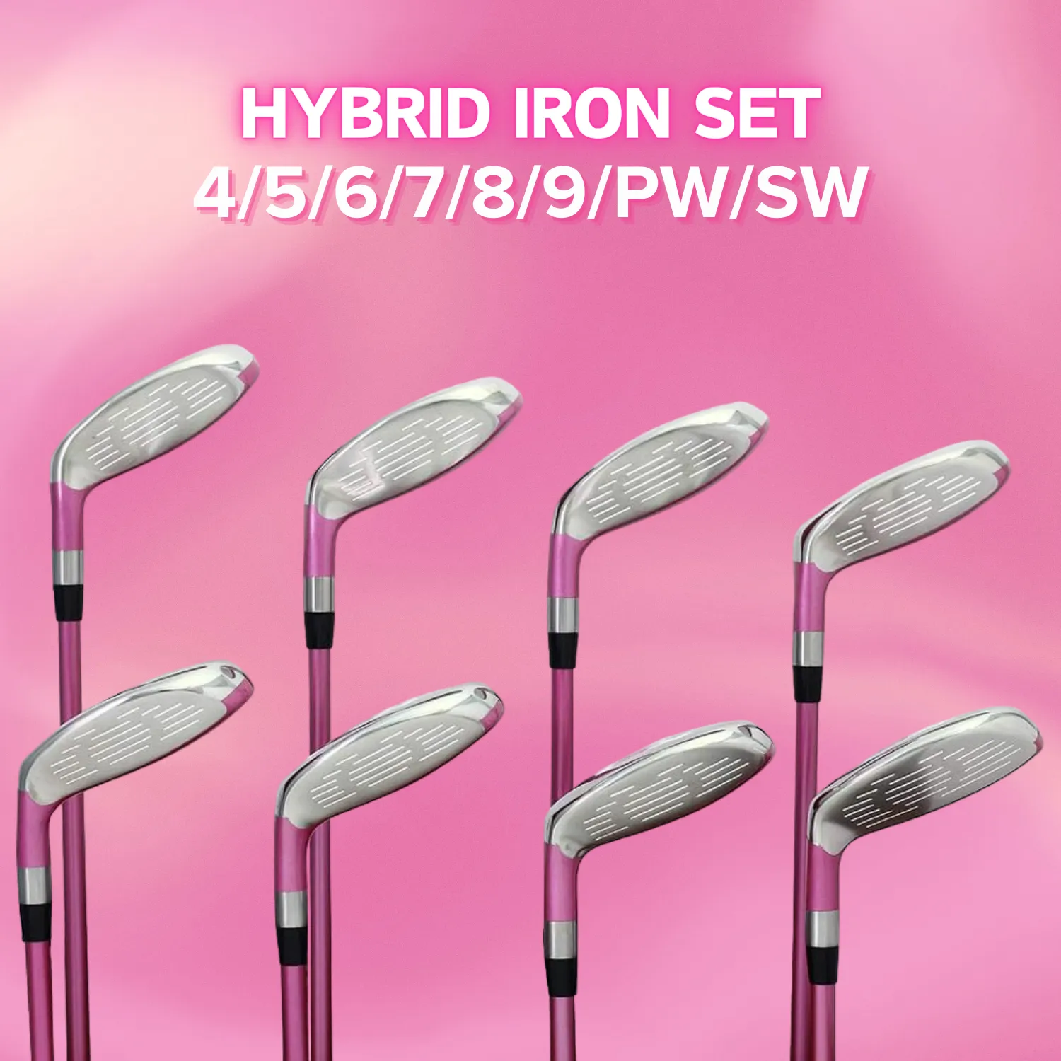 Majek Pink Senior Women's Golf All True Hybrid Set 4-SW All Lady Flex Utility Clubs