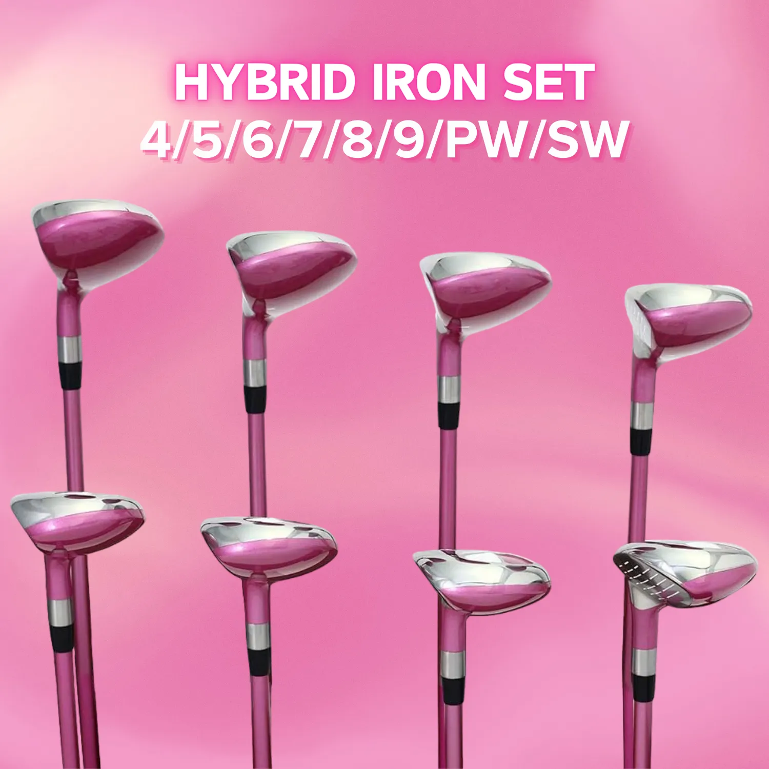 Majek Pink Senior Women's Golf All True Hybrid Set 4-SW All Lady Flex Utility Clubs