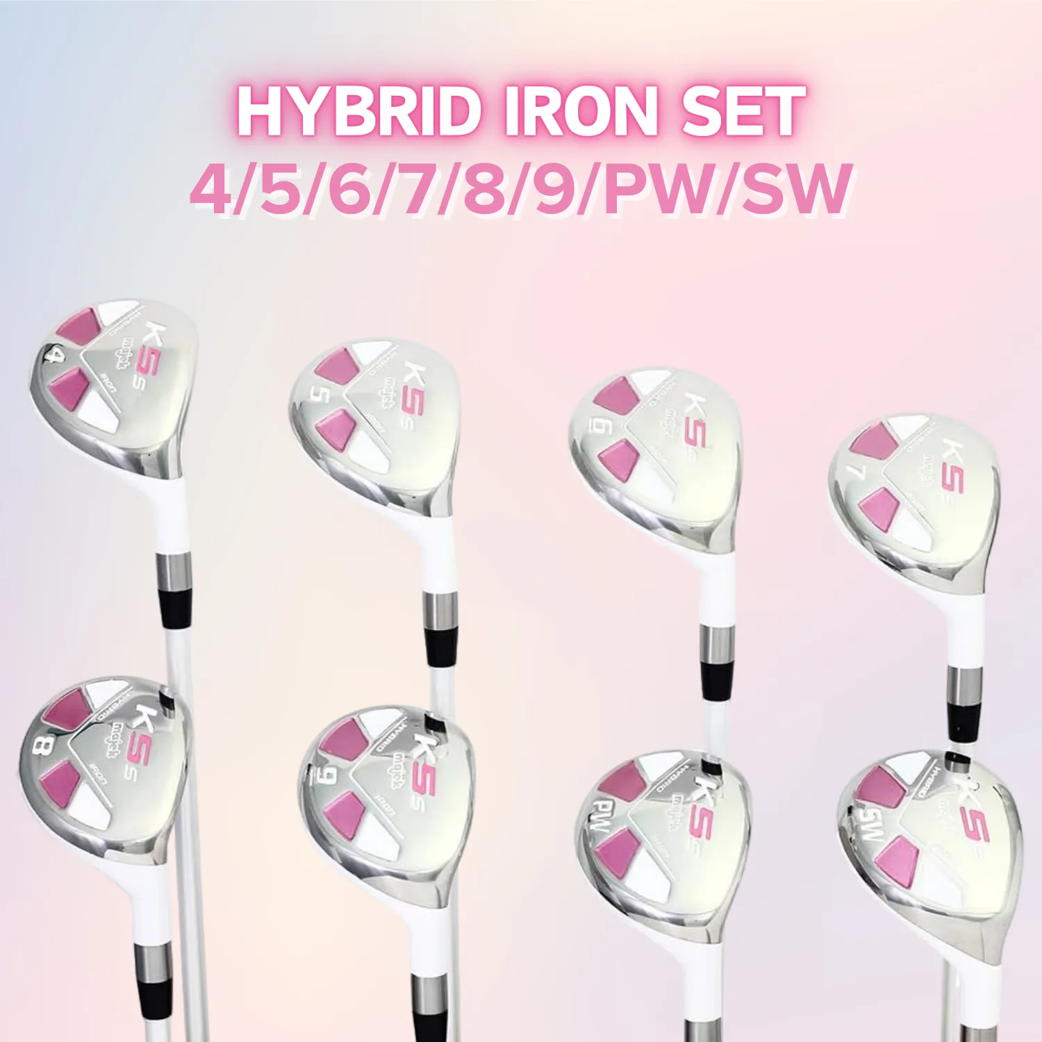 Majek White Pearl Women's Golf All True Hybrid Set 4-SW All Lady Flex Utility Clubs