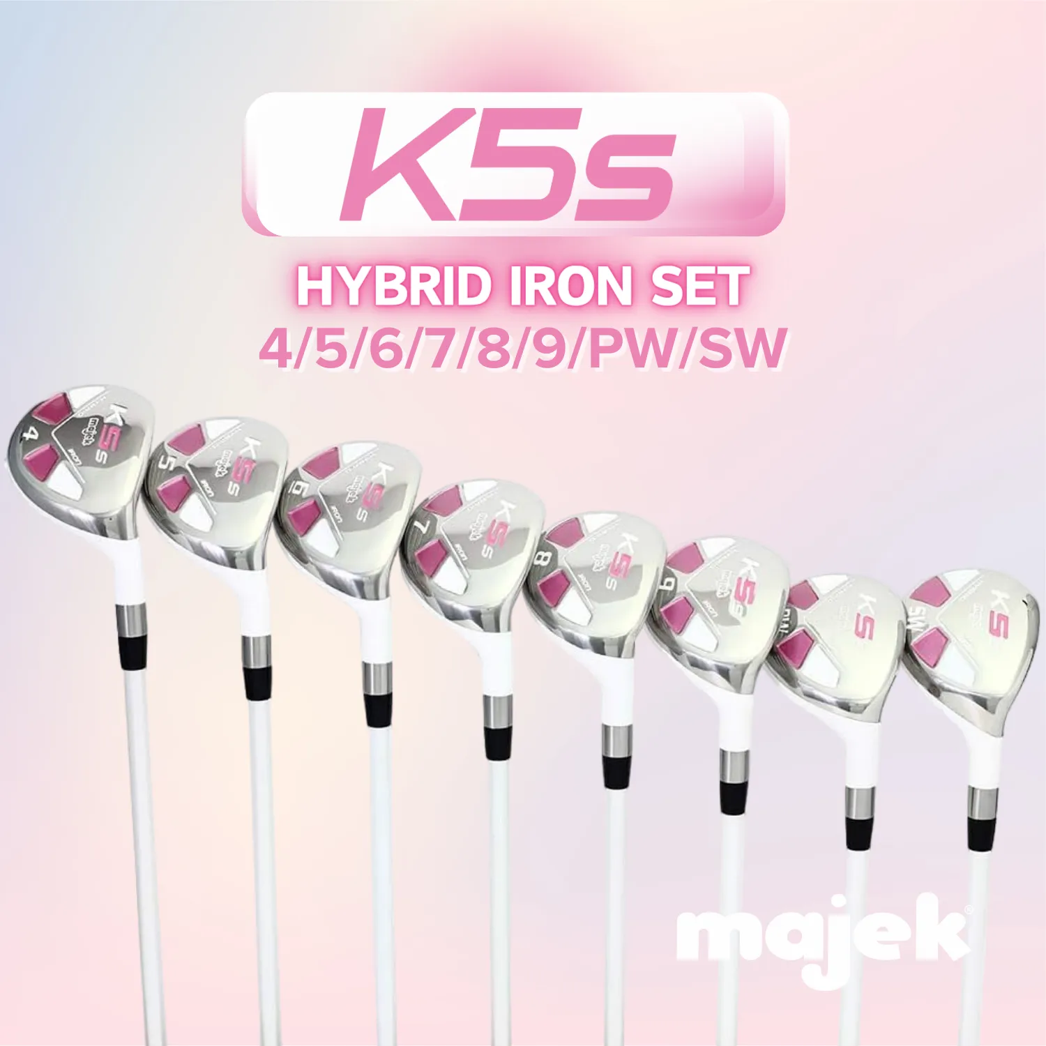 Majek White Pearl Women's Golf All True Hybrid Set 4-SW All Lady Flex Utility Clubs