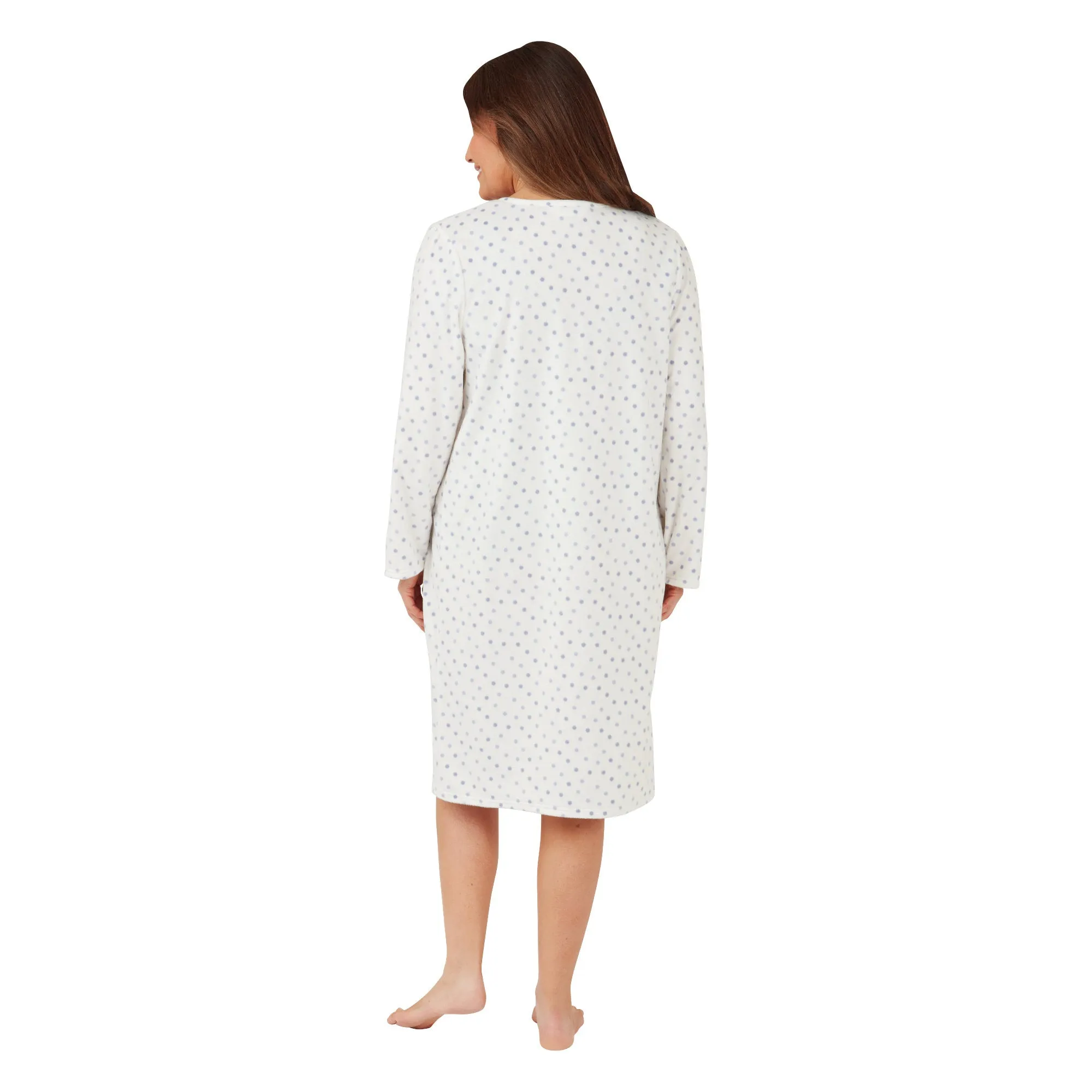 Marlon Short 40" Length Spotted Micro Fleece Nightdress