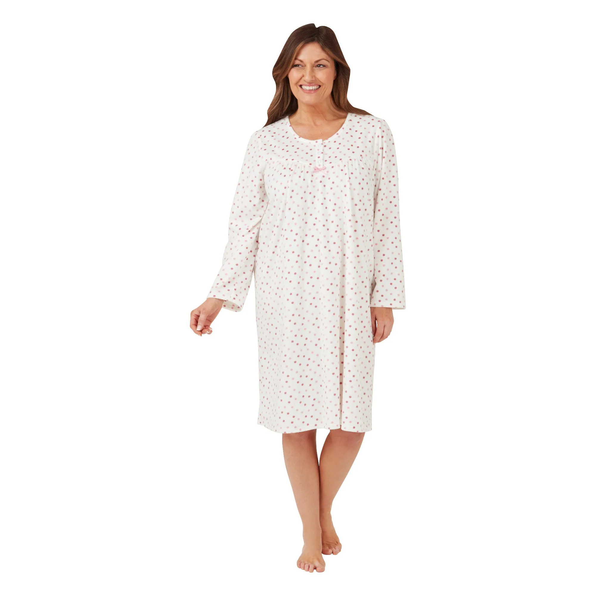 Marlon Short 40" Length Spotted Micro Fleece Nightdress
