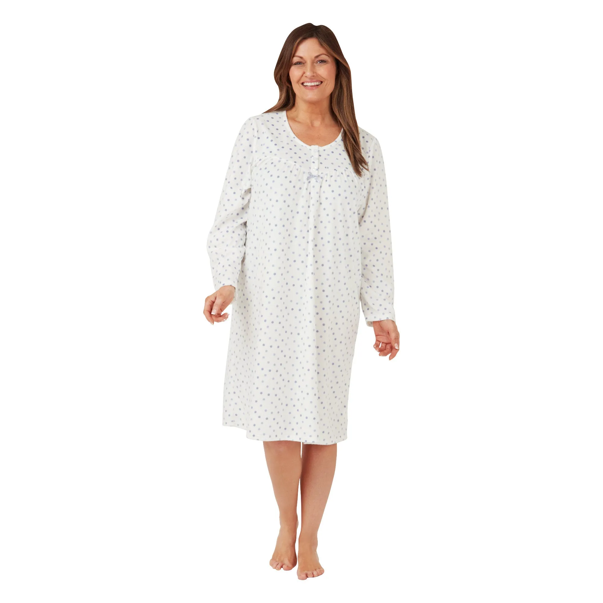 Marlon Short 40" Length Spotted Micro Fleece Nightdress