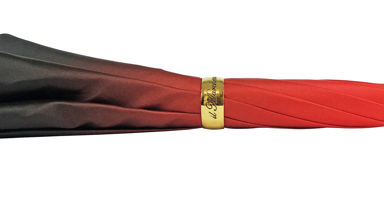 Marvelous Green and Red Umbrella with Goldplated flower