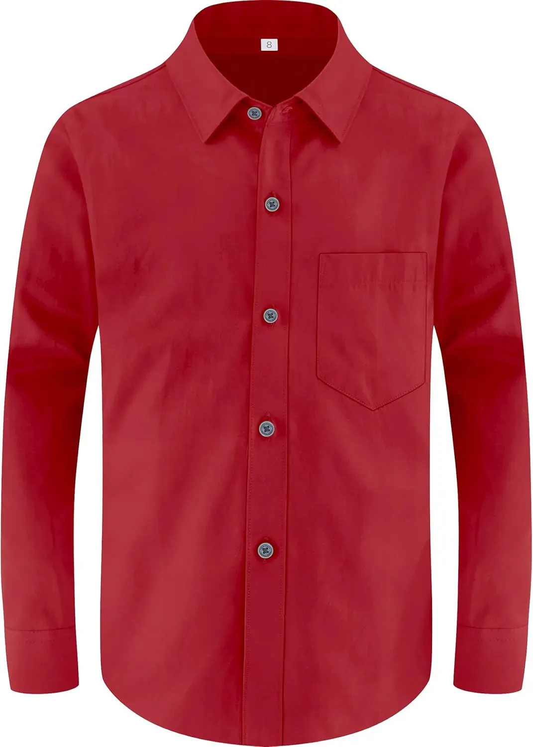 Marvelous World Boys' Long Sleeve Solid Buttoned Cuffs Dress Shirt Kids Casual Button Down Shirts with Chest Pocket