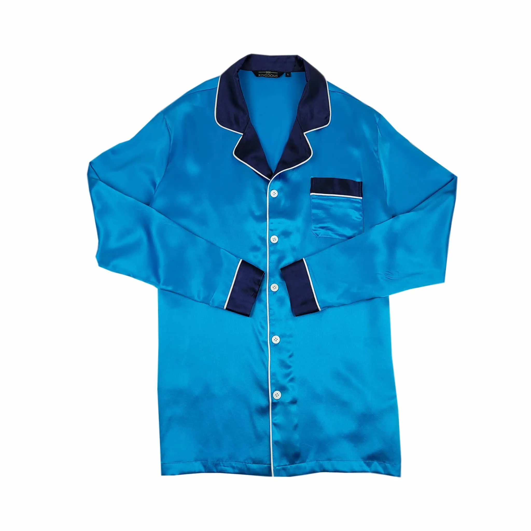 Men's Blue Silk Pajama Set