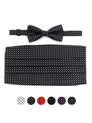 Men's Dotted Matching Adjustable Cummerbund and Bow tie Set