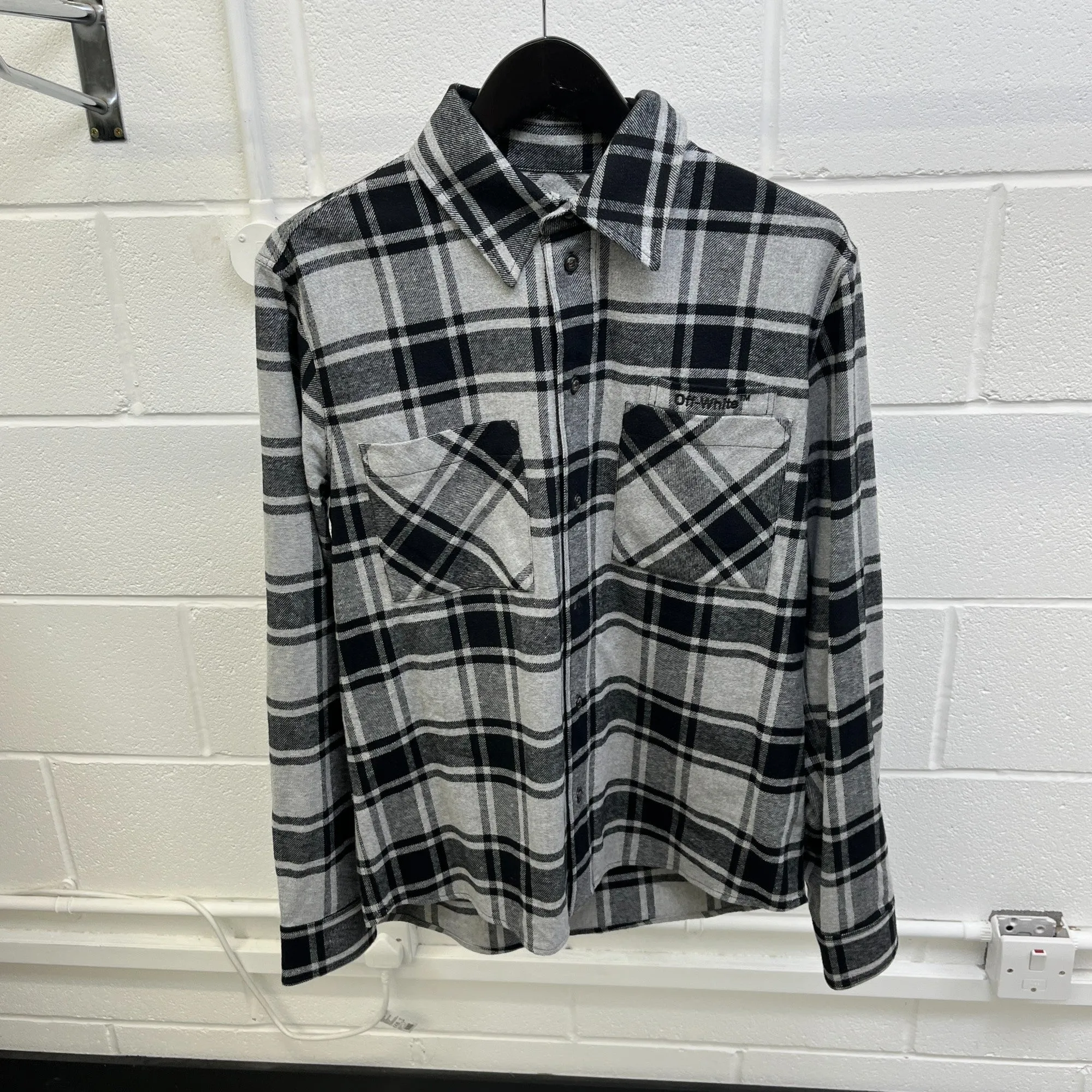 Men's Flannel Arrows OverShirt Grey Size S
