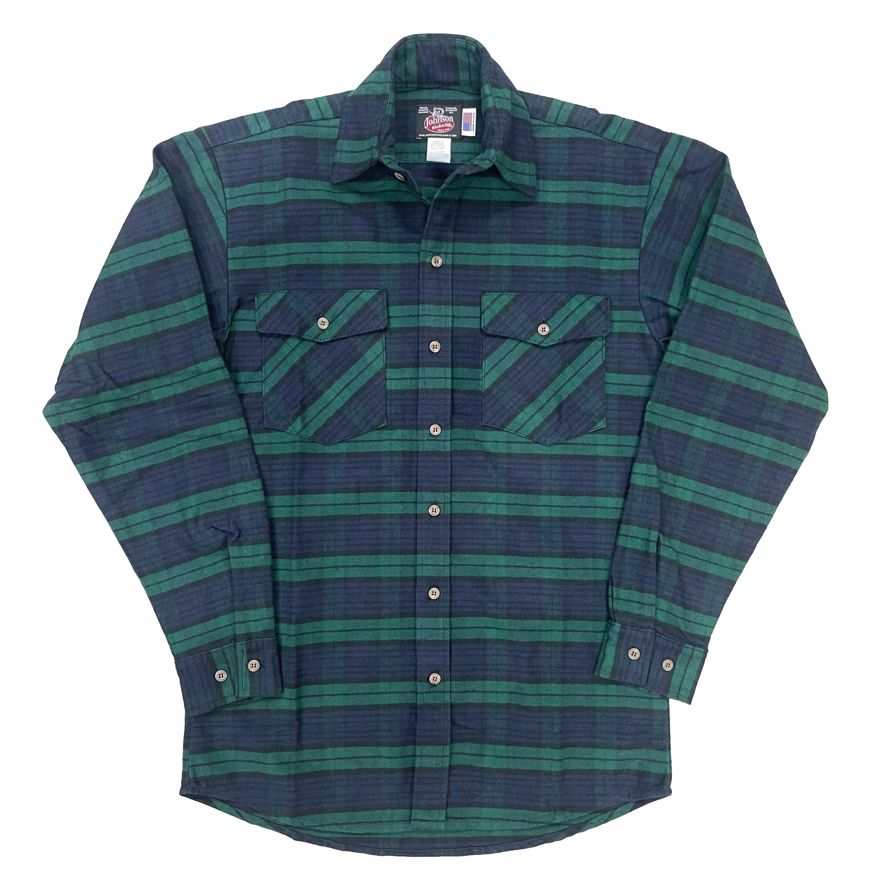 Mens Flannel Button Shirt - Blackwatch Plaid