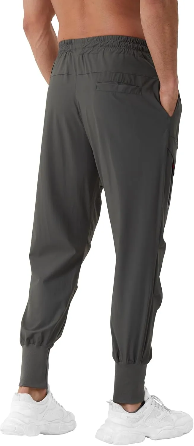 Men's Joggers Sweatpants with Zipper Pockets & Waist Drawstring,Lightweight Cool High Rib Workout Running Pants