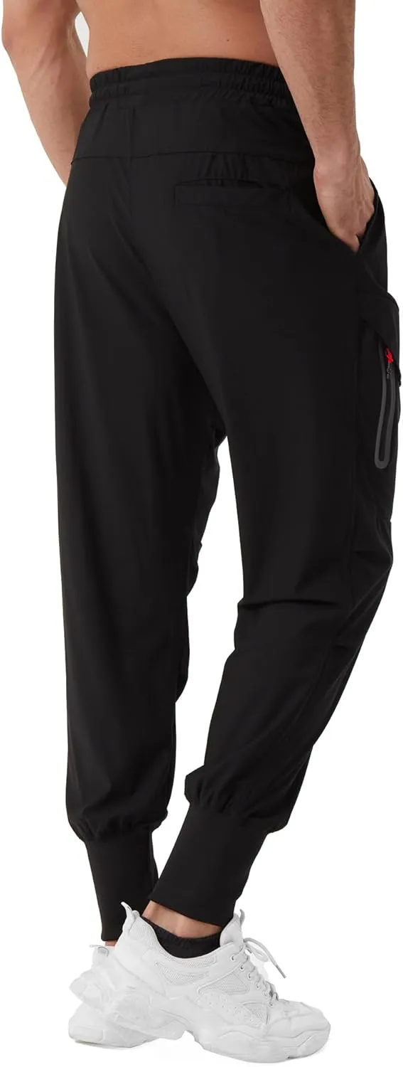 Men's Joggers Sweatpants with Zipper Pockets & Waist Drawstring,Lightweight Cool High Rib Workout Running Pants