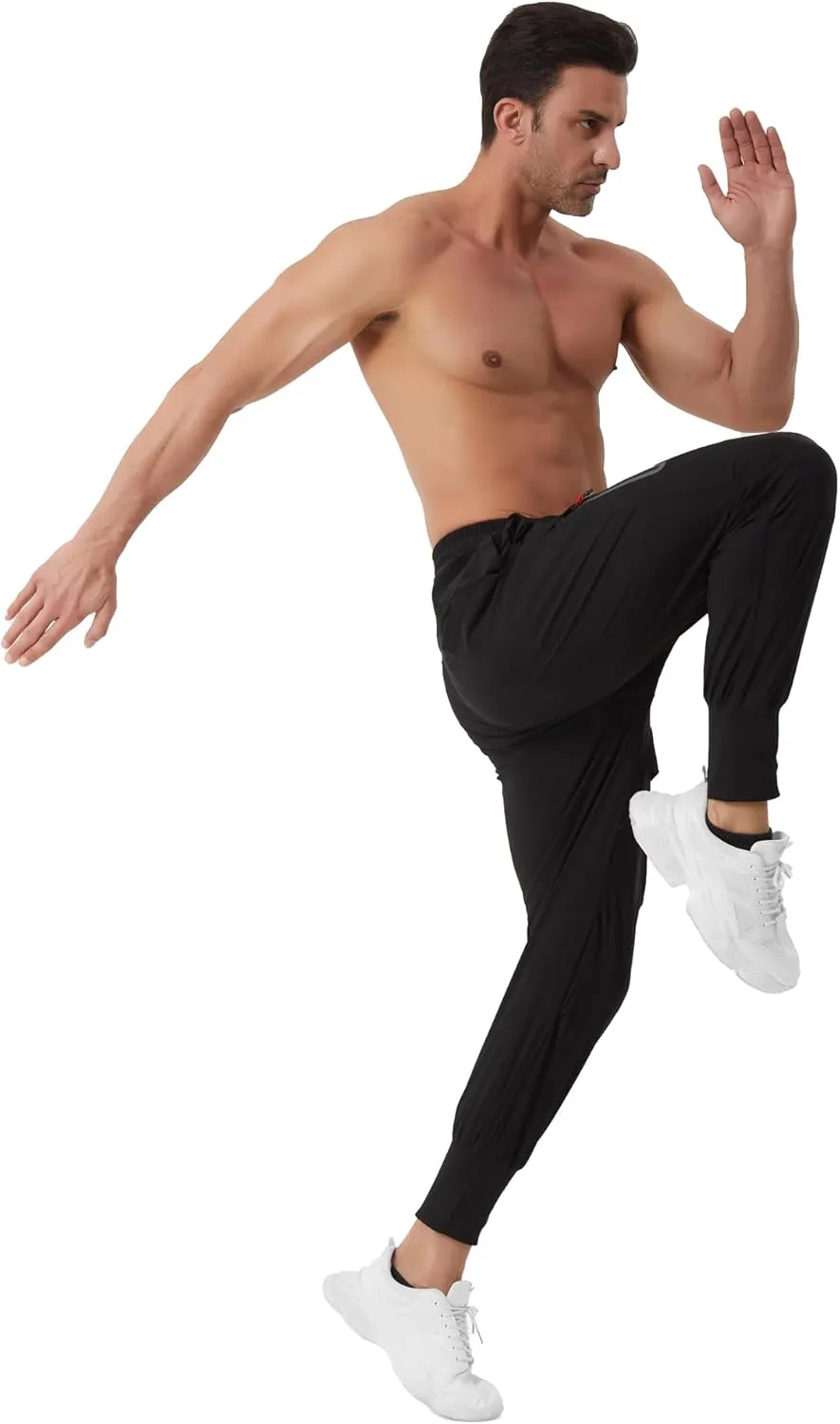 Men's Joggers Sweatpants with Zipper Pockets & Waist Drawstring,Lightweight Cool High Rib Workout Running Pants