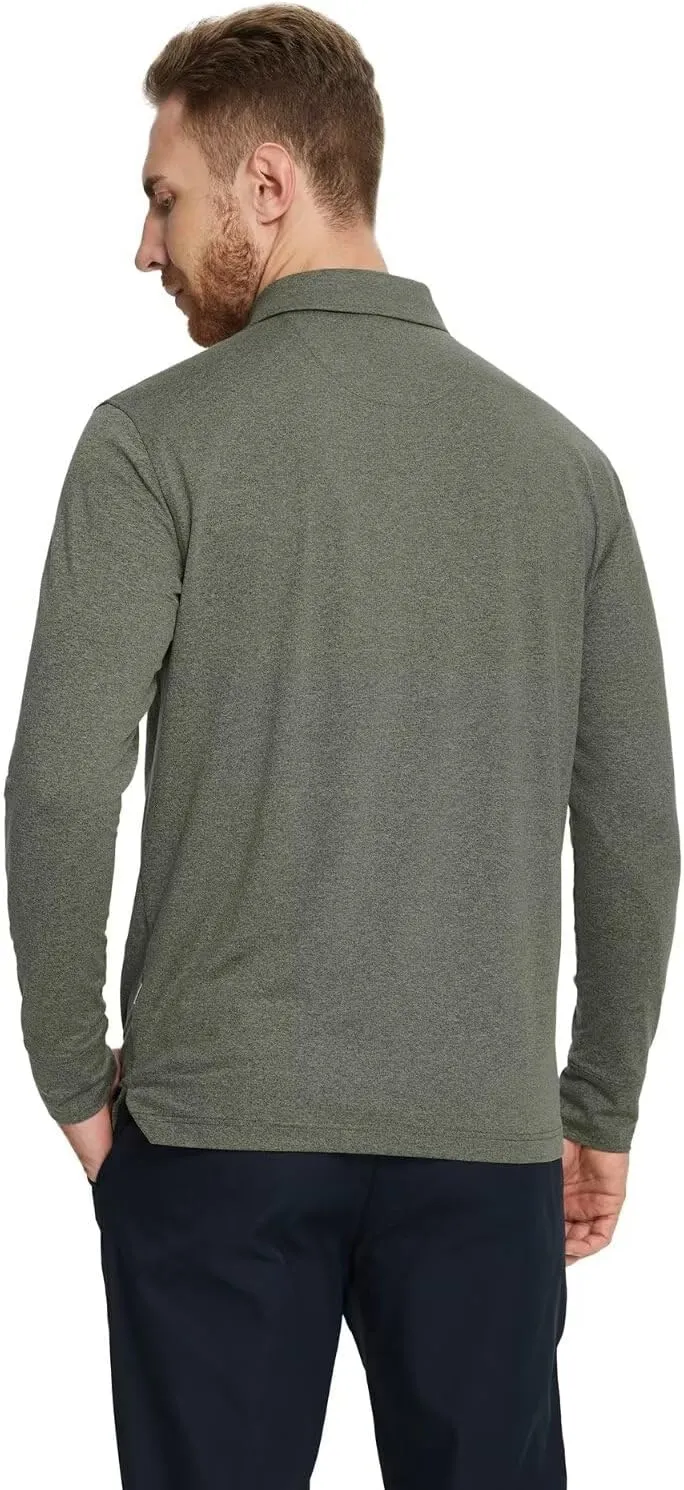 Mens Long Sleeve Classic Polo Shirts Casual Fashion Polo Shirts Office Work Golf Shirts for Men