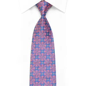 Men's Silk Necktie Pink Geometric On Mauve With Silver Sparkles