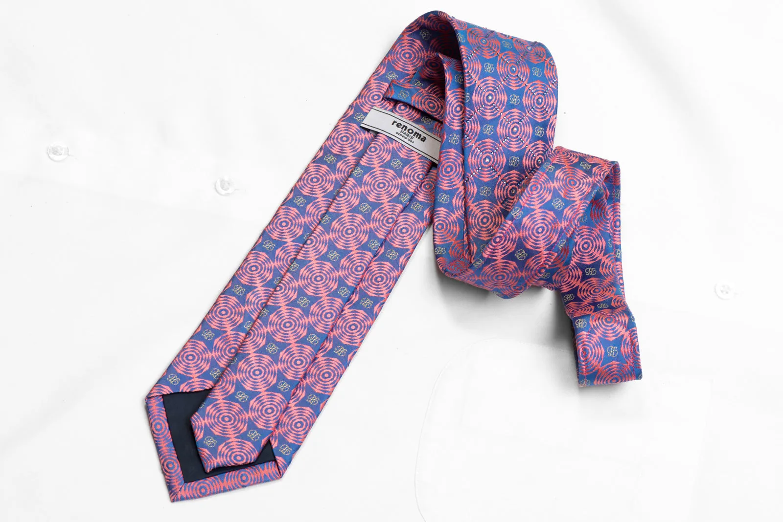 Men's Silk Necktie Pink Geometric On Mauve With Silver Sparkles