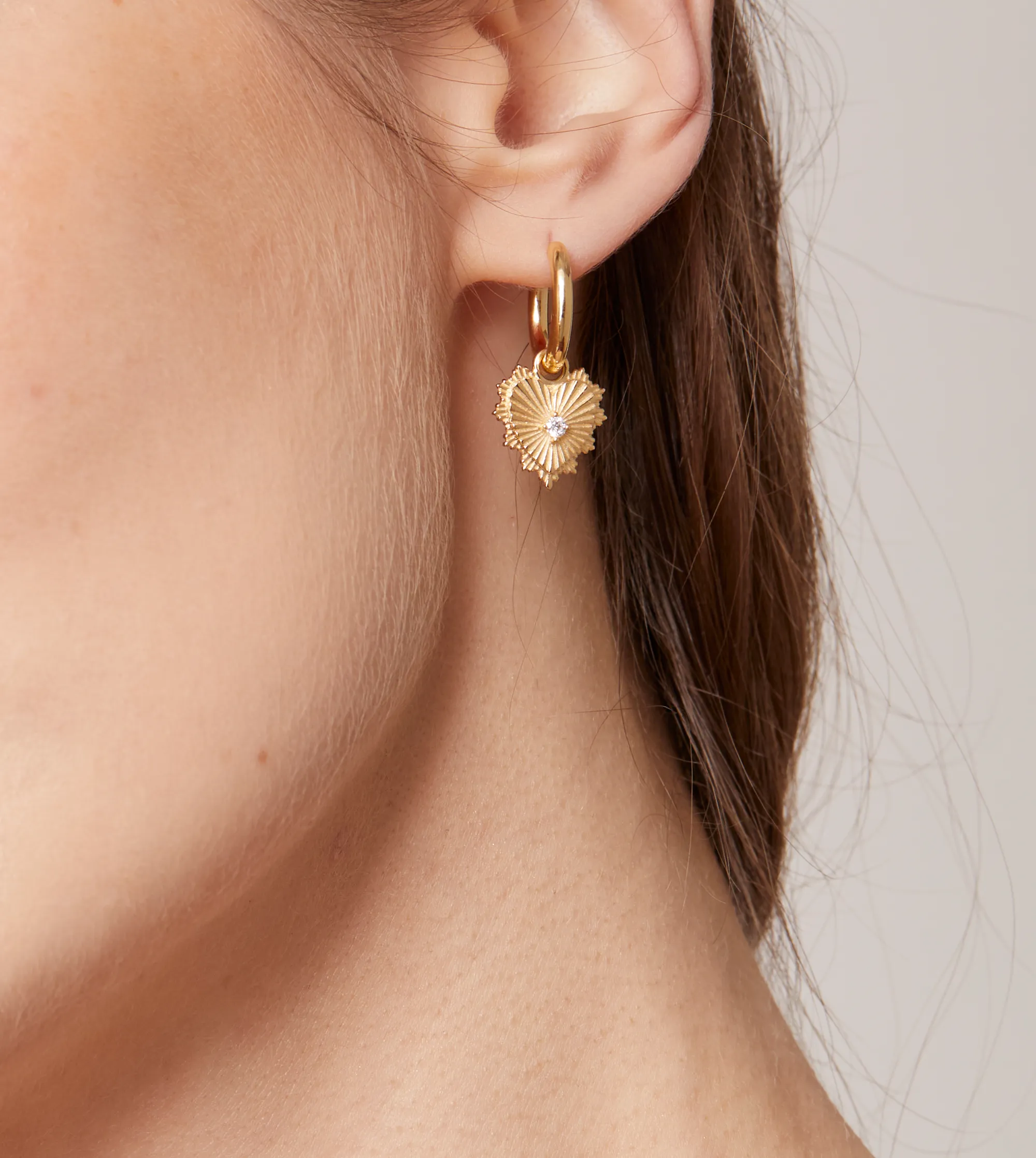 Miniature Heart Pave Symbol - Love: Petite Chubby Ear Hoop