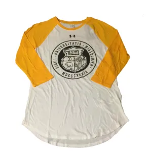 Missouri Tigers Under Armour WOMENS White 3/4 Sleeve Baseball Style T-Shirt (S)