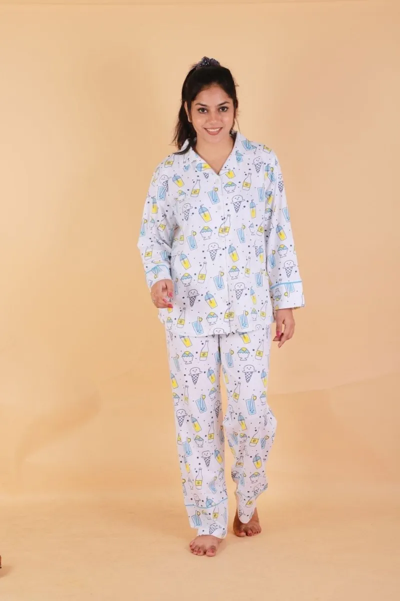 Womens Ultra-Soft Smoothie-Themed Pajama Set - Comfortable Sleepwear