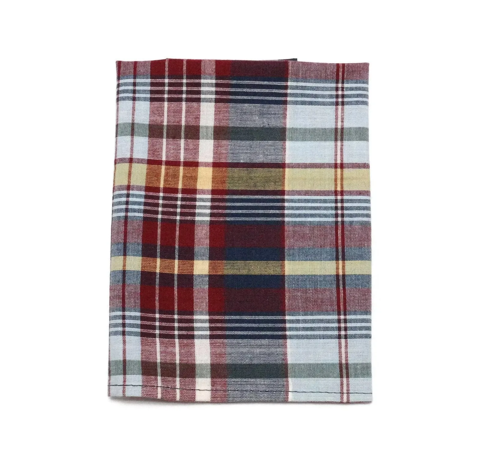Navy & Red Madras Plaid Pocket Square (Mens)