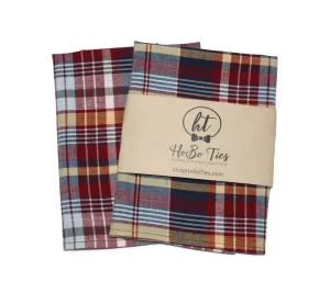 Navy & Red Madras Plaid Pocket Square (Mens)
