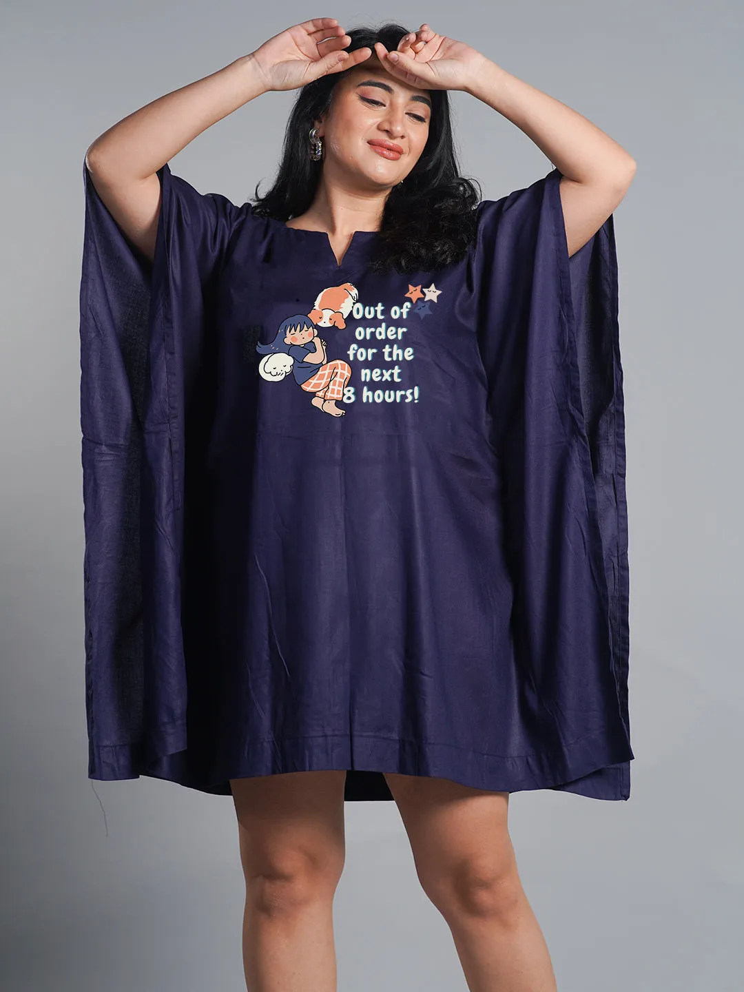 Navy Kaftan Nightdress - SleepyHead