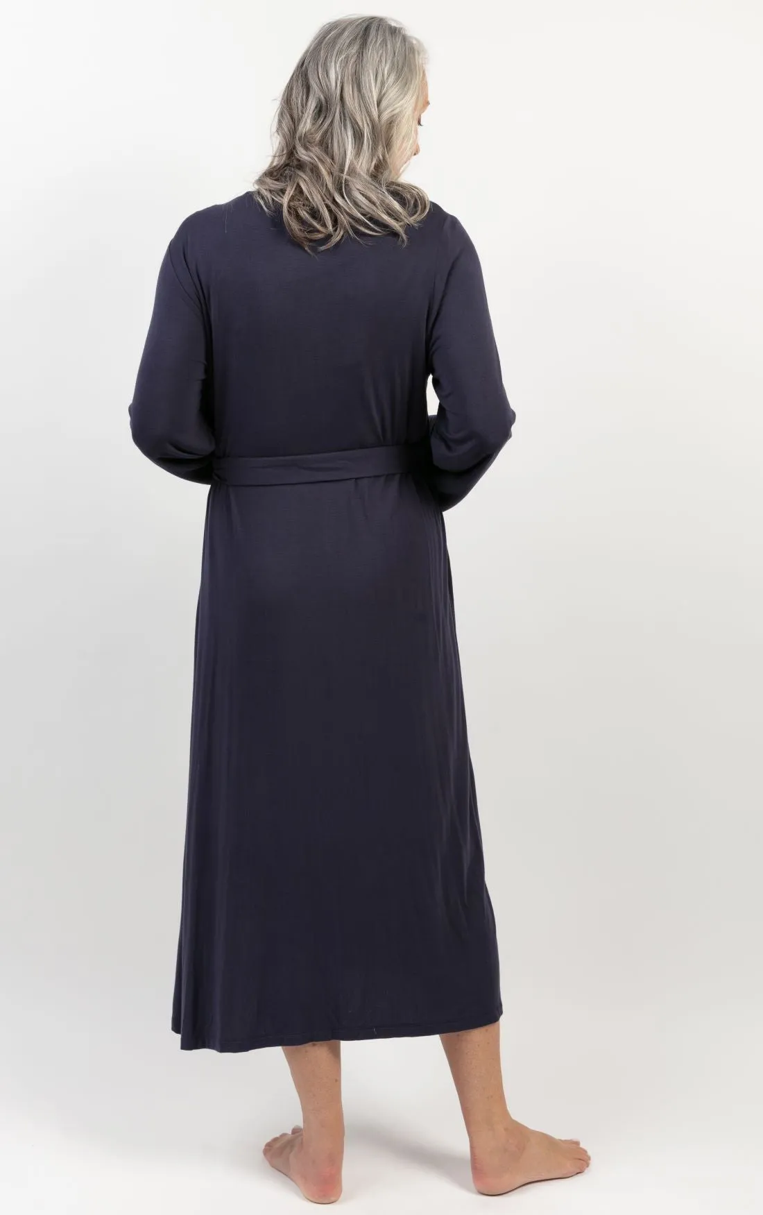 Navy Modal Longsleeve Long Gown