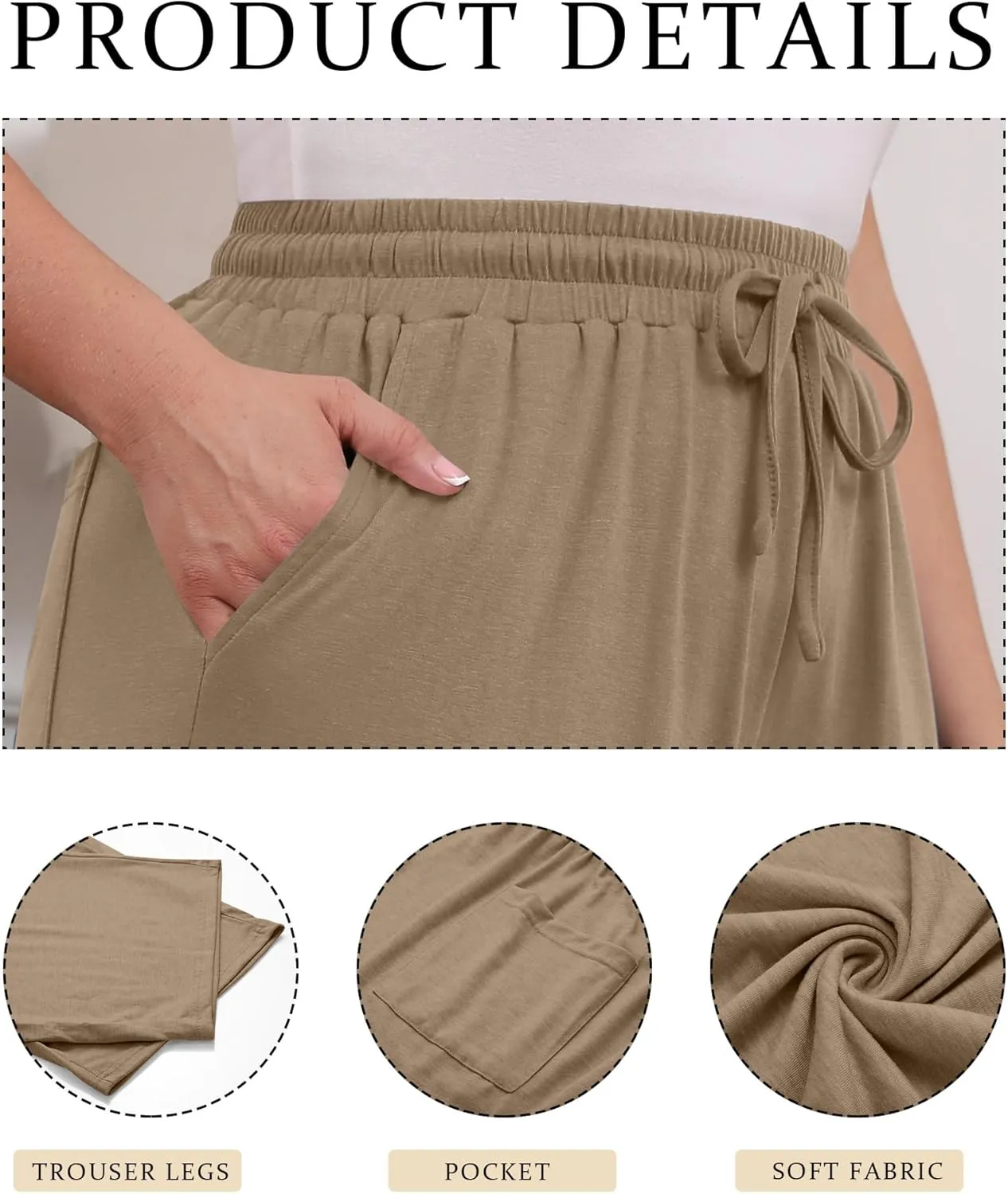 Neer 3 Pack Women's Plus Size Cotton Capris, Stretchy Wide Leg Cropped Pants with Pockets Fit Loose Lounge Pajama Sweatpants