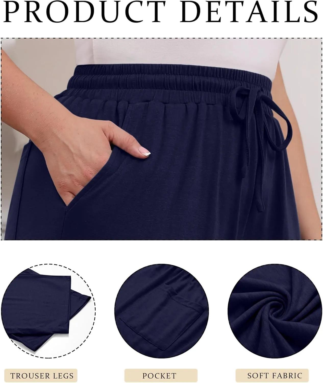 Neer 3 Pack Women's Plus Size Cotton Capris, Stretchy Wide Leg Cropped Pants with Pockets Fit Loose Lounge Pajama Sweatpants
