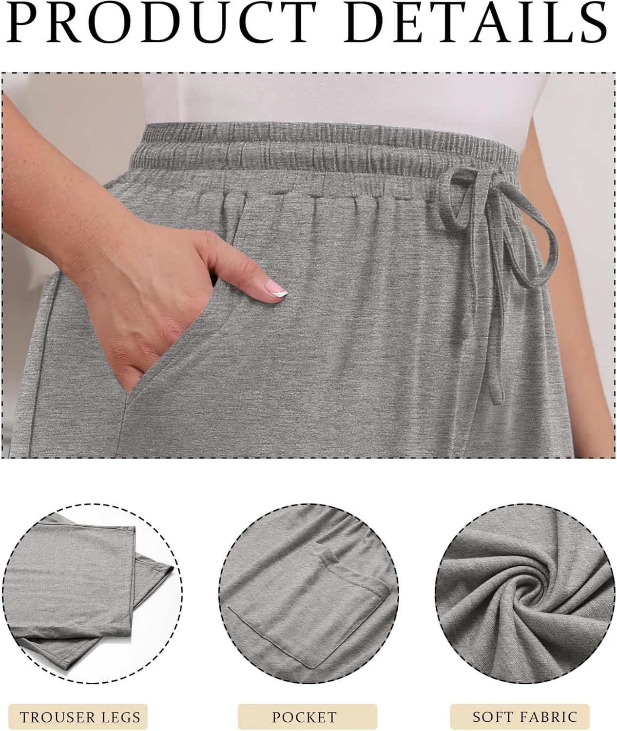 Neer 3 Pack Women's Plus Size Cotton Capris, Stretchy Wide Leg Cropped Pants with Pockets Fit Loose Lounge Pajama Sweatpants