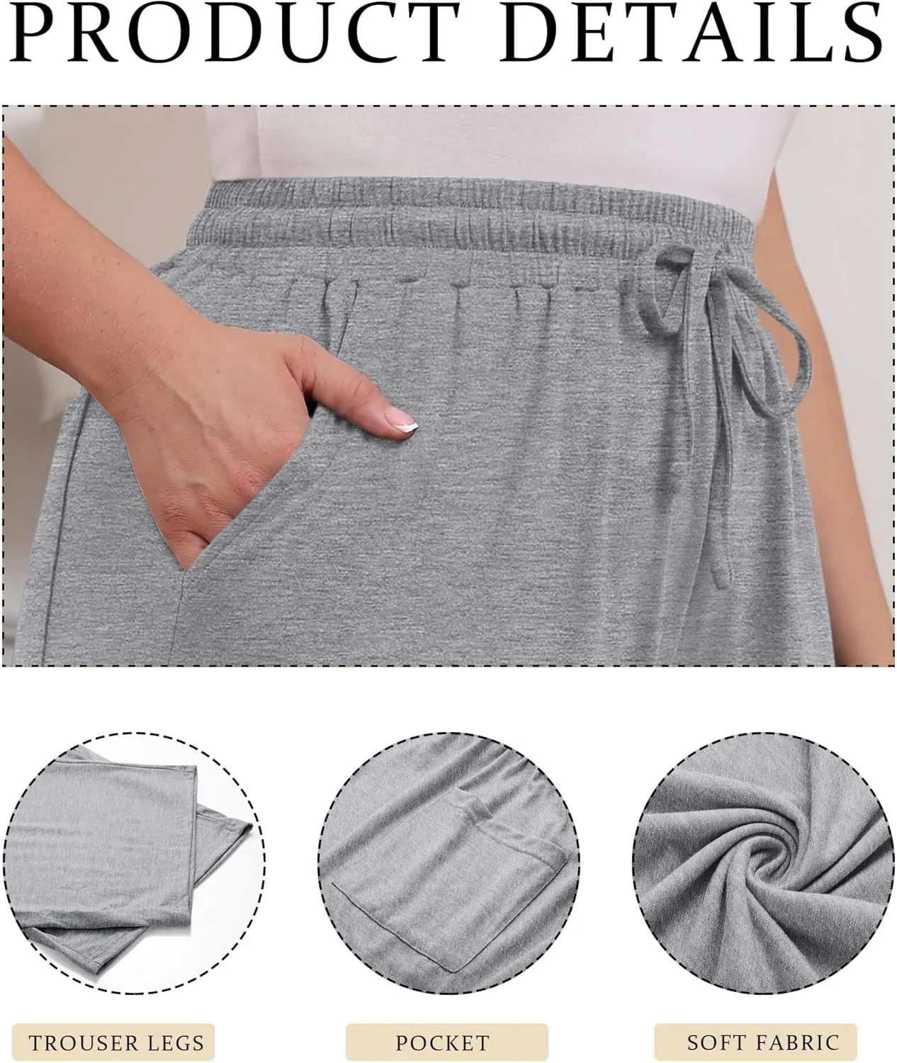 Neer 3 Pack Women's Plus Size Cotton Capris, Stretchy Wide Leg Cropped Pants with Pockets Fit Loose Lounge Pajama Sweatpants