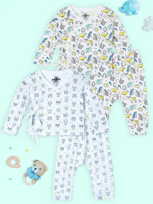 Newborn and Infant Pajama Set Combo of 2: Sleep Munchkins-Animal Party