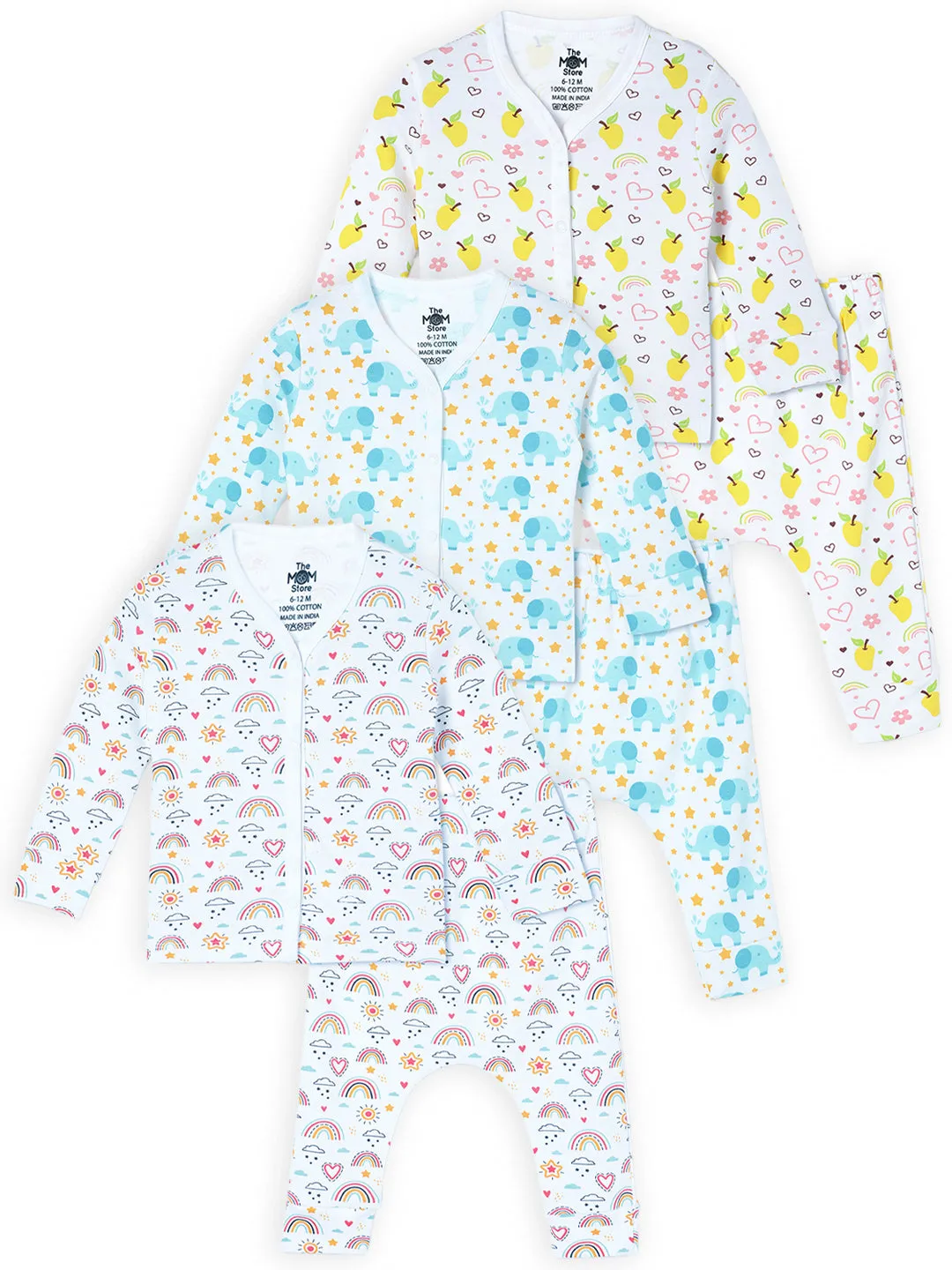 Newborn and Infant Pajama Set Combo of 3: Elephantastic-Mango Mia-Rainbow Land