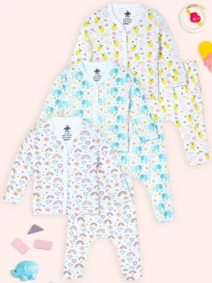Newborn and Infant Pajama Set Combo of 3: Elephantastic-Mango Mia-Rainbow Land