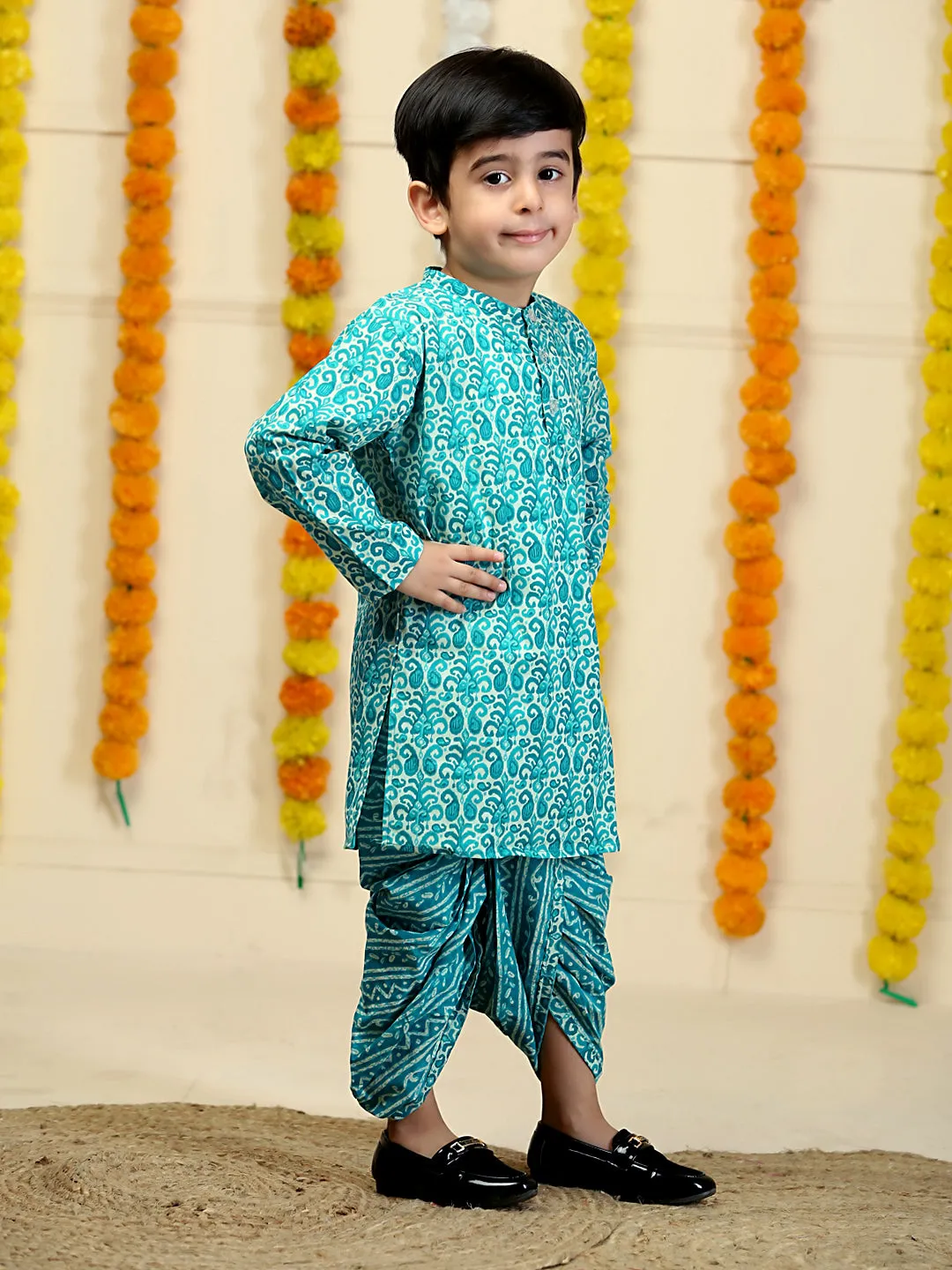 Oceanic Elegance Boys Dhoti Kurta Set