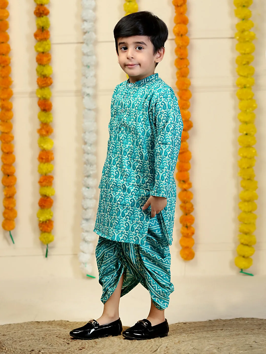 Oceanic Elegance Boys Dhoti Kurta Set