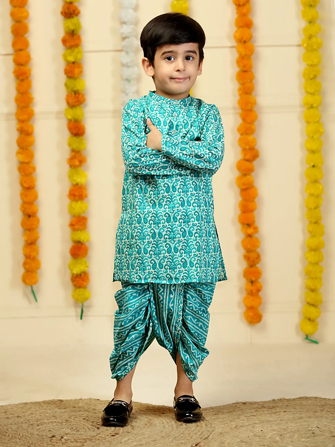 Oceanic Elegance Boys Dhoti Kurta Set