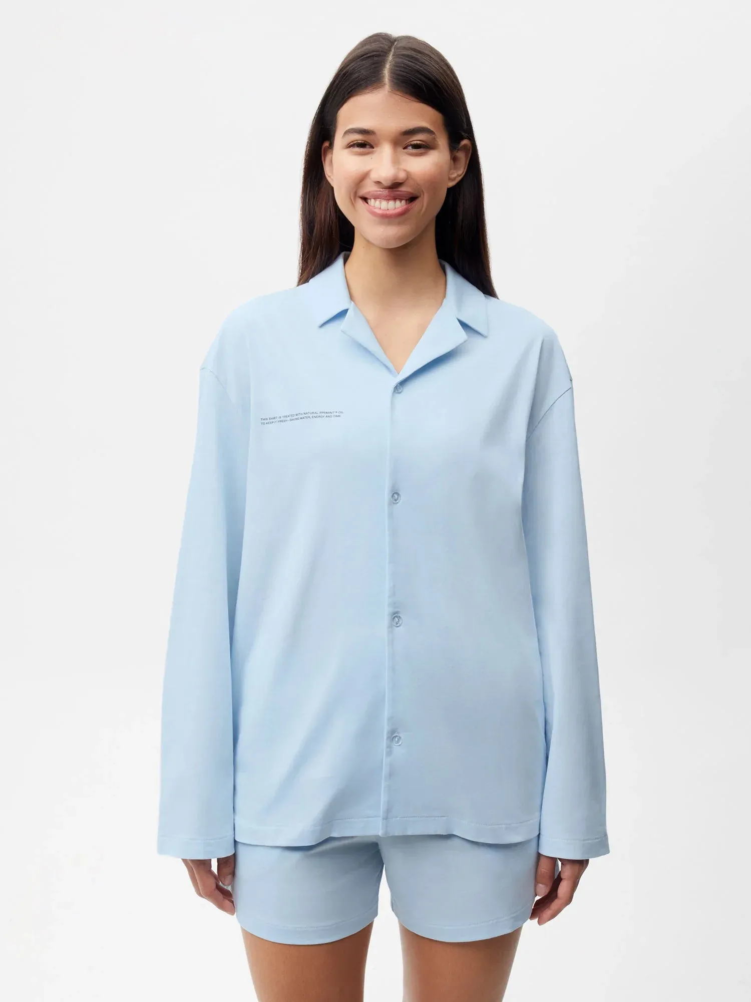 Organic Cotton Pajama Shirt—moonstone blue