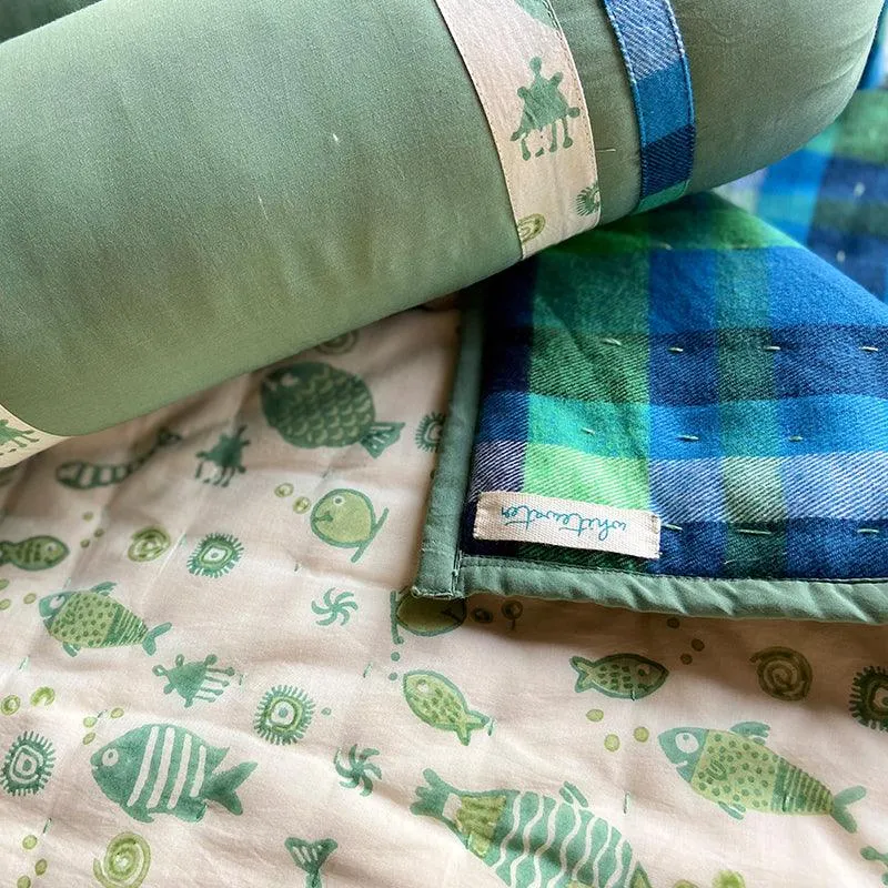 ORGANIC NEWBORN GIFT SET - BLANKET   MUSTARD SEED PILLOW   BOLSTERS - KOI