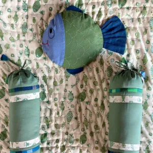 ORGANIC NEWBORN GIFT SET - BLANKET   MUSTARD SEED PILLOW   BOLSTERS - KOI