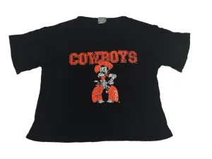 OSU Cowboys Glitter Gear WOMENS Black Short Sleeve Crop Top T-Shirt (M)