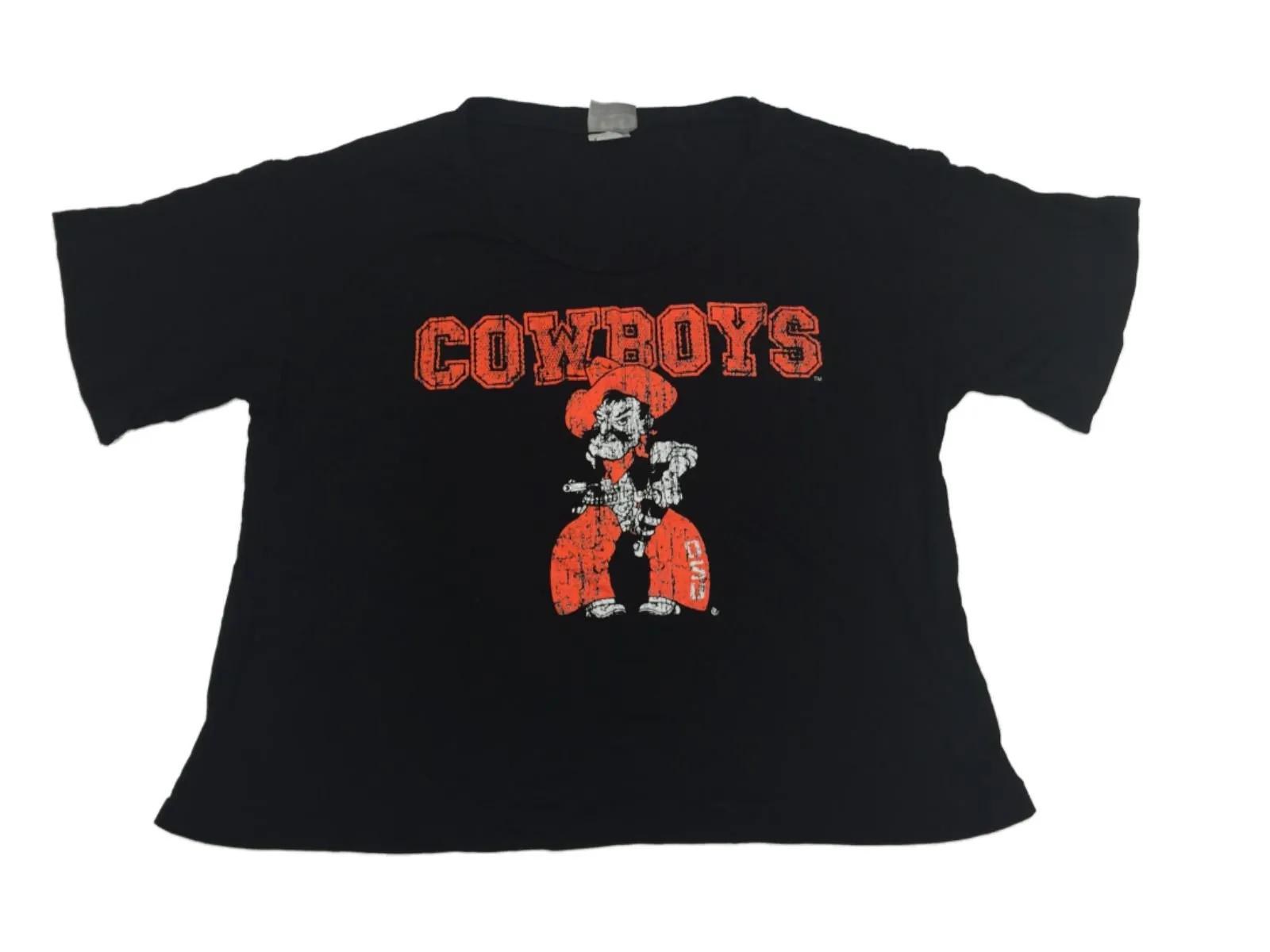 OSU Cowboys Glitter Gear WOMENS Black Short Sleeve Crop Top T-Shirt (M)