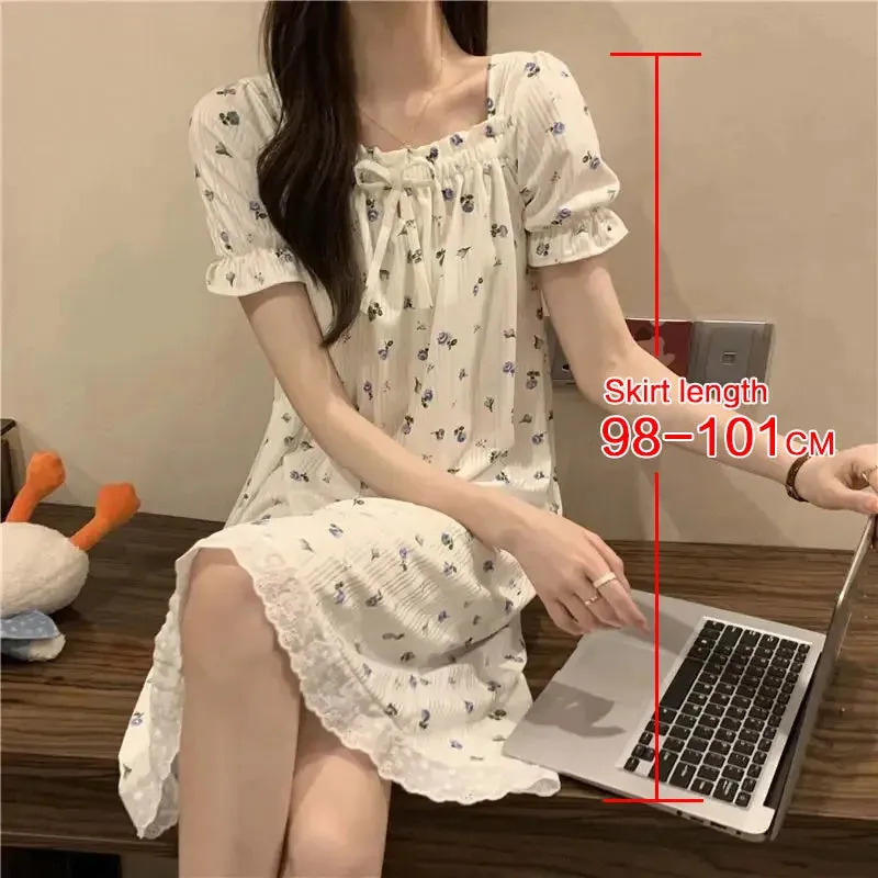 Pajamas Dress Mid Length Loose Cute Korean Version Sleepwear and Robe Bath Women's Bathrobe Home Wear Onesie New Nightwear Woman