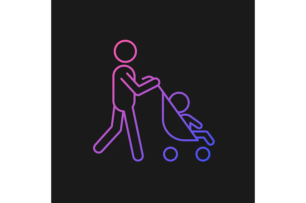 Parent and child interaction gradient icons set for dark and light mode
