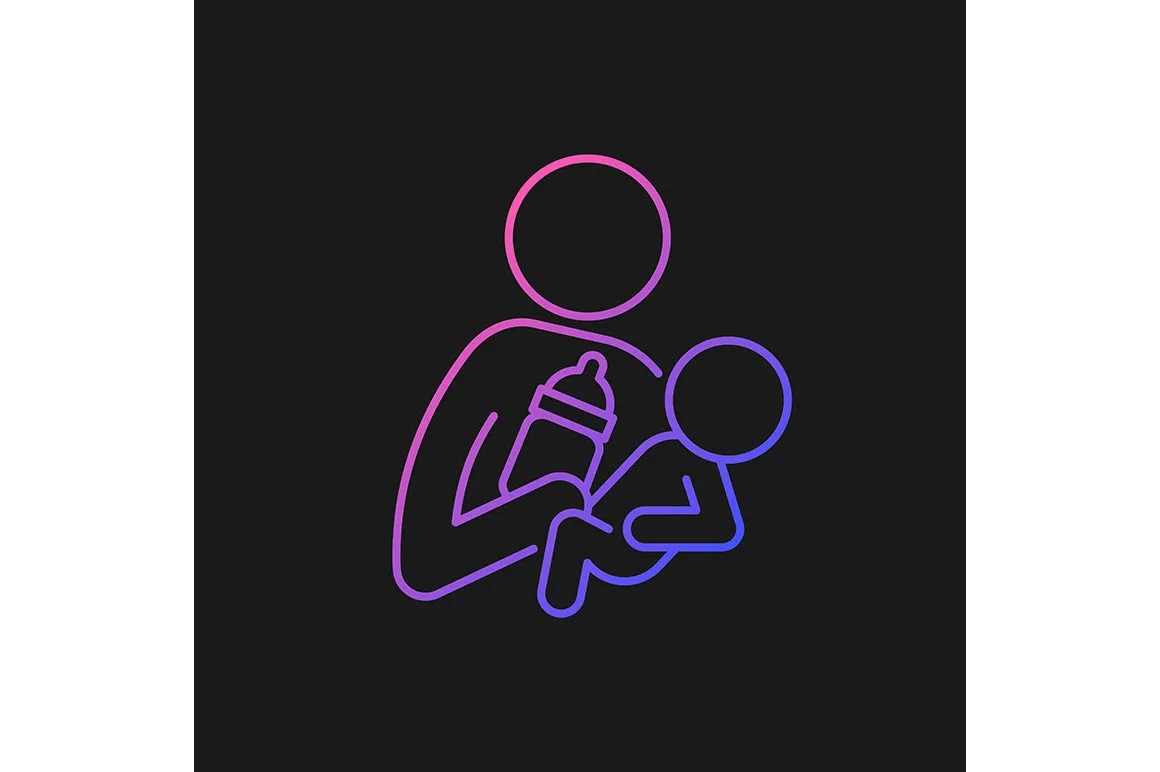 Parent and child interaction gradient icons set for dark and light mode